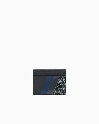 Armani Exchange - Card holder with monogram and stripes, Man, Blue, Size: TU