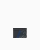 Armani Exchange - Card holder with monogram and stripes, Man, Blue, Size: TU
