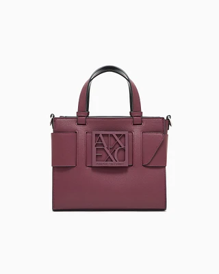 Armani Exchange - Medium tote bag with double handles and shoulder strap, Woman, Burgundy, Size: TU