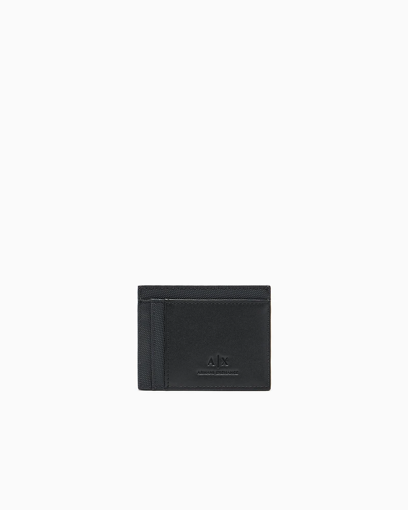 Armani Exchange - Card holder with monogram and stripes, Man, Blue, Size: TU