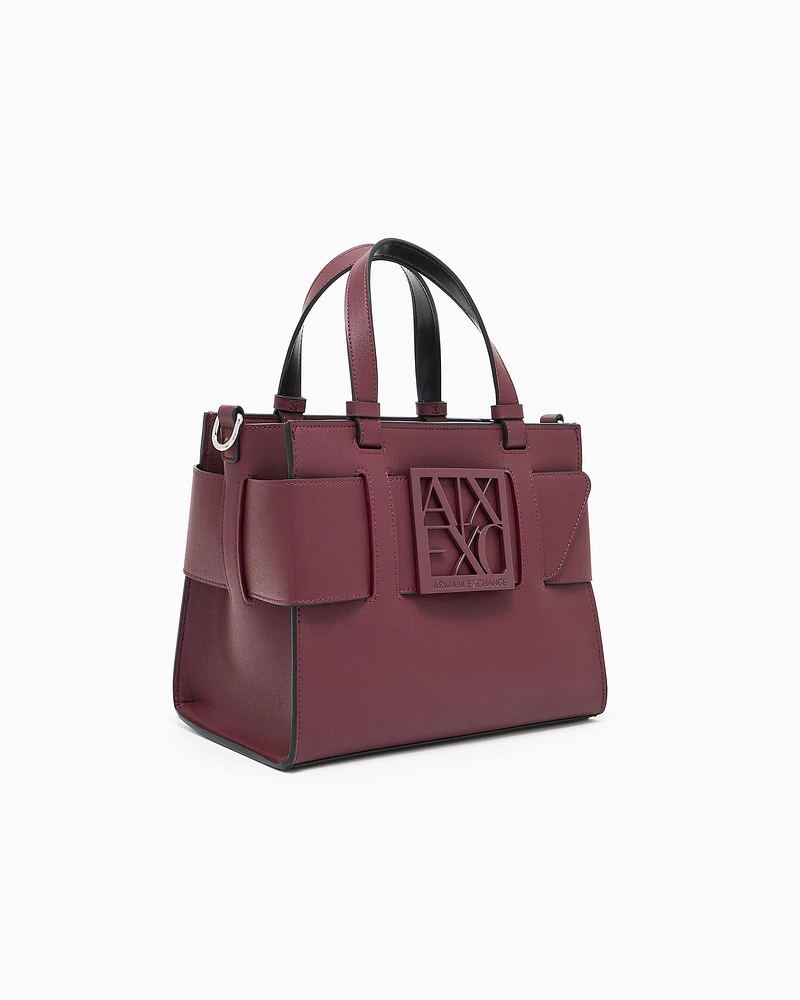 Armani Exchange - Medium tote bag with double handles and shoulder strap, Woman, Burgundy, Size: TU