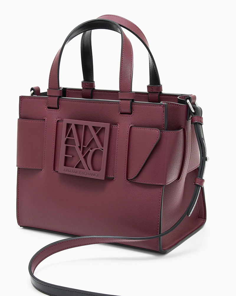 Armani Exchange - Medium tote bag with double handles and shoulder strap, Woman, Burgundy, Size: TU