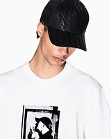 Armani Exchange - Visor cap with allover logo, Man, Black, Size: TU