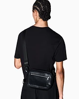 Armani Exchange - Shoulder bag with allover monogram logo, Man, Black, Size: TU