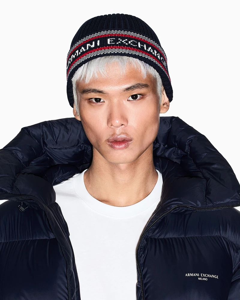 Armani Exchange - Beanies, Man, Blue, Size: TU