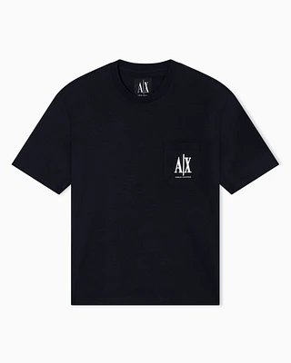 Armani Exchange - Regular fit T-shirt with pocket and logo, Man, Navy Blue, Size:
