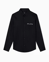 Armani Exchange - Regular fit shirt with embroidered logo, Man, Black, Size:
