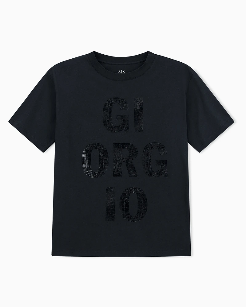 Armani Exchange - Relaxed Fit T-Shirts, Woman, Black, Size: