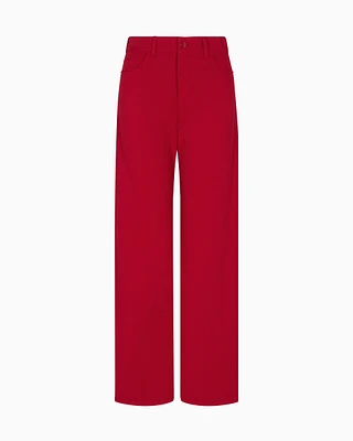 Emporio Armani - J33 Mid-rise, cropped wide-leg jeans garment-dyed stretch drill, Woman, Red, Size: