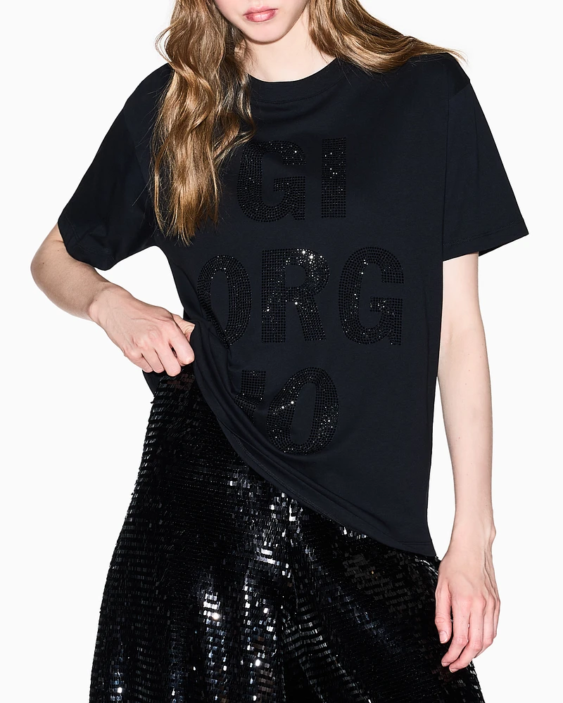 Armani Exchange - Relaxed Fit T-Shirts, Woman, Black, Size: