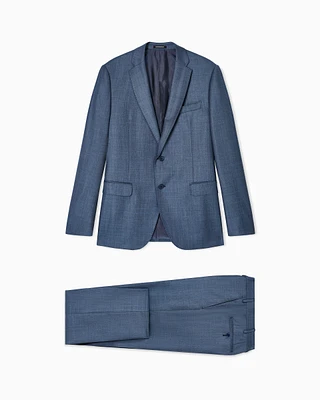 Emporio Armani - Single-breasted suit a silky-finish grisaille, Man, Blue, Size: