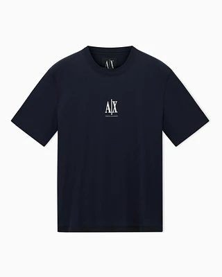 Armani Exchange - Regular fit T-shirt with embroidered logo, Man, Navy_blue, Size: