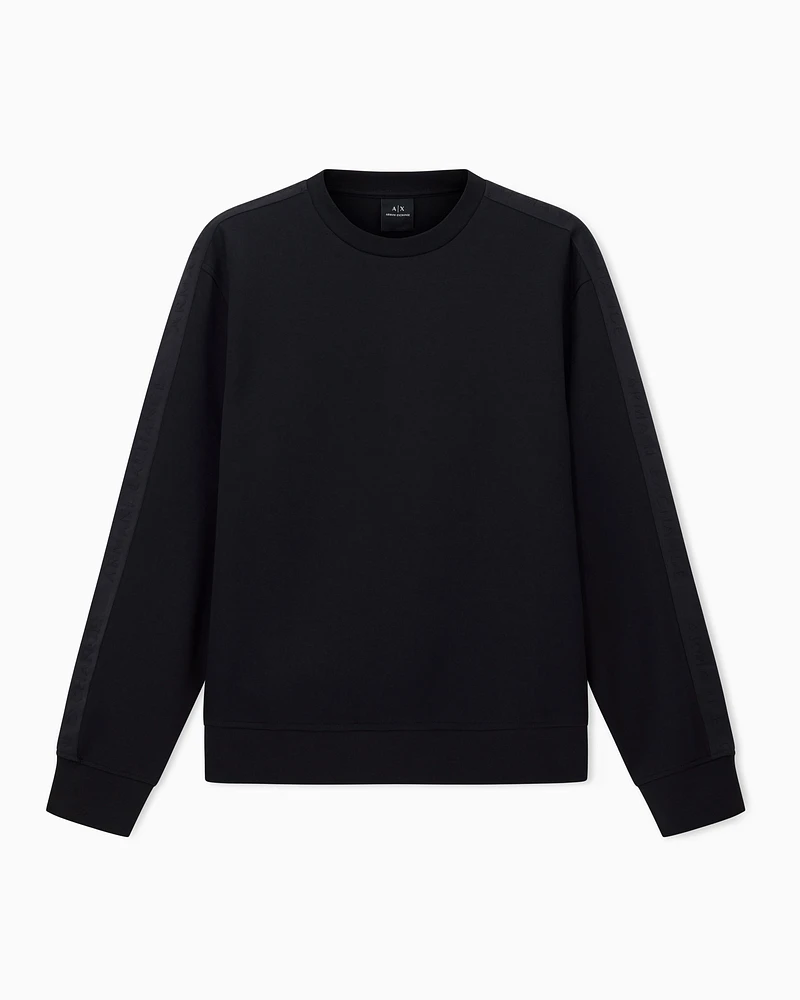 Armani Exchange - Crewneck Sweatshirt with Logo Bands, Man, Black, Size: