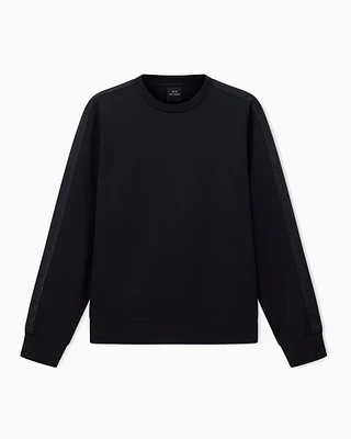 Armani Exchange - Crewneck Sweatshirt with Logo Bands, Man, Black, Size: