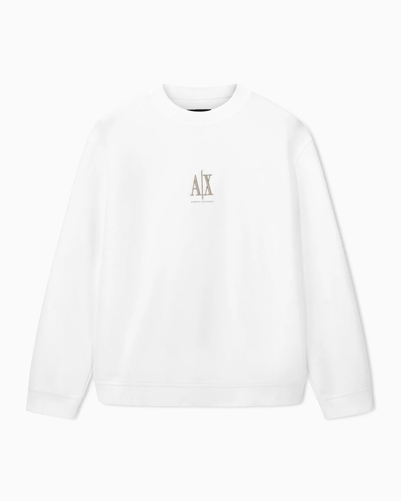 Armani Exchange - Crewneck sweatshirt with embroidered logo, Man, White, Size: