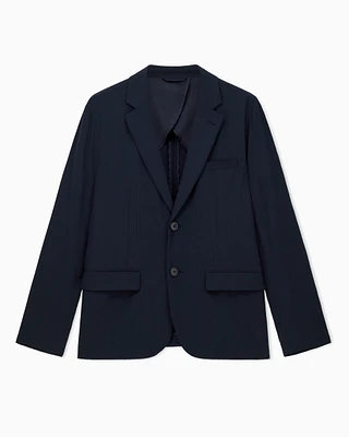 Armani Exchange - Stretch seersucker jacket, Man, Navy_blue, Size: 38
