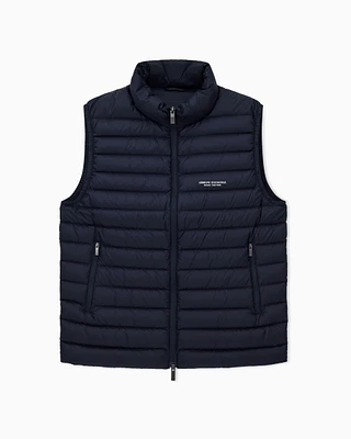 Armani Exchange - Full zip sleeveless down jacket, Man, Navy_blue, Size: