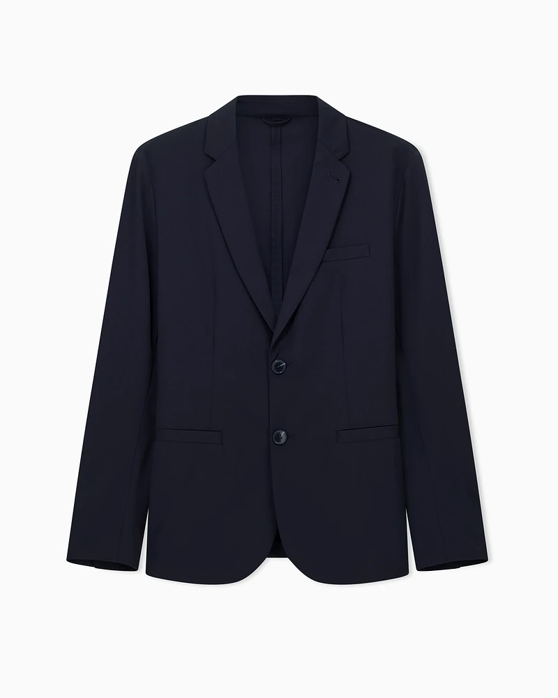 Armani Exchange - Single-breasted jacket ultra-stretch twill, Man, Blue, Size: