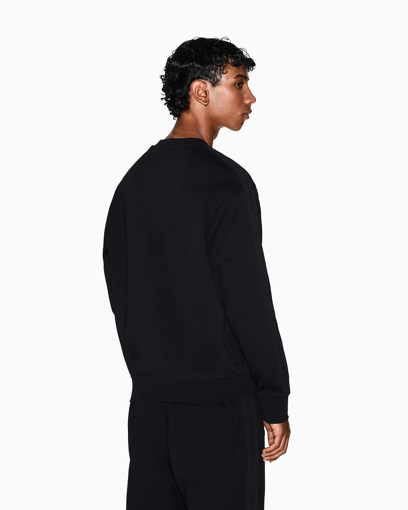 Armani Exchange - Crewneck Sweatshirt with Logo Bands, Man, Black, Size: