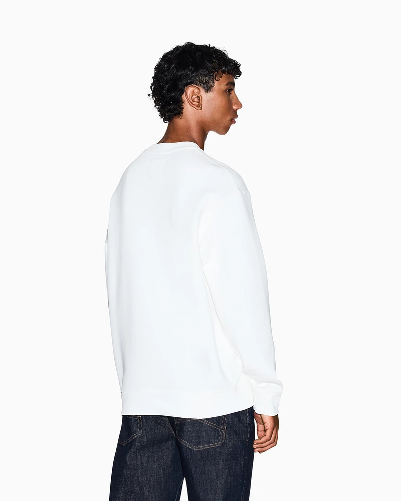 Armani Exchange - Crewneck sweatshirt with embroidered logo, Man, White, Size: