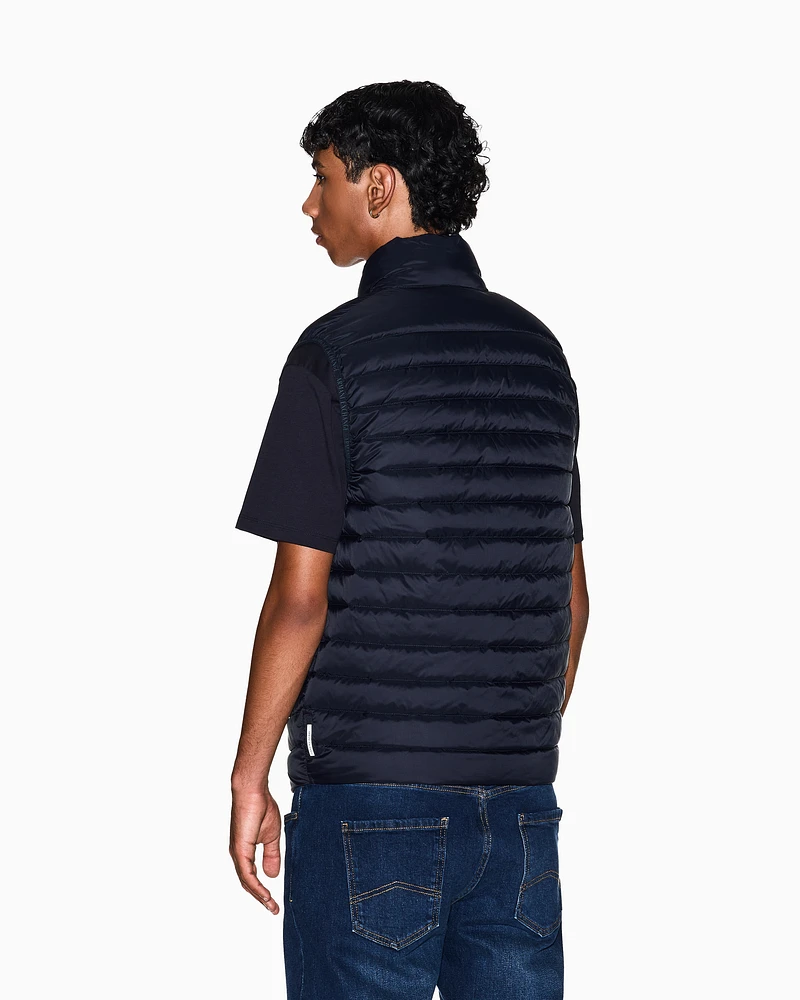 Armani Exchange - Full zip sleeveless down jacket, Man, Navy_blue, Size: