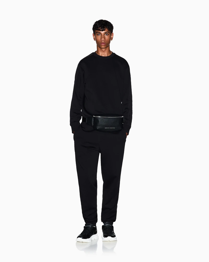 Armani Exchange - Crewneck Sweatshirt with Logo Bands, Man, Black, Size: