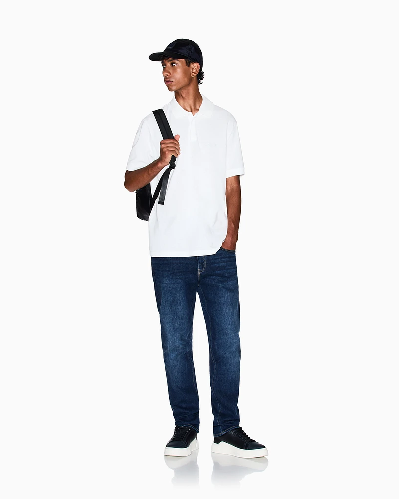 Armani Exchange - Regular fit polo shirt with tone-on-tone logo, Man, White, Size: