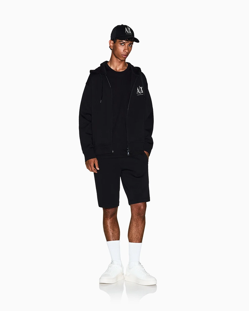 Armani Exchange - Zip-up hoodie with embroidered logo, Man, Black, Size: