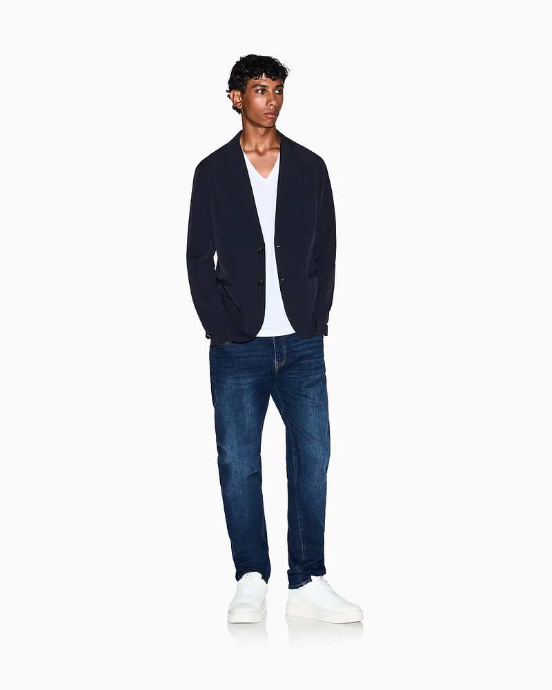 Armani Exchange - Single-breasted jacket ultra-stretch twill, Man, Blue, Size:
