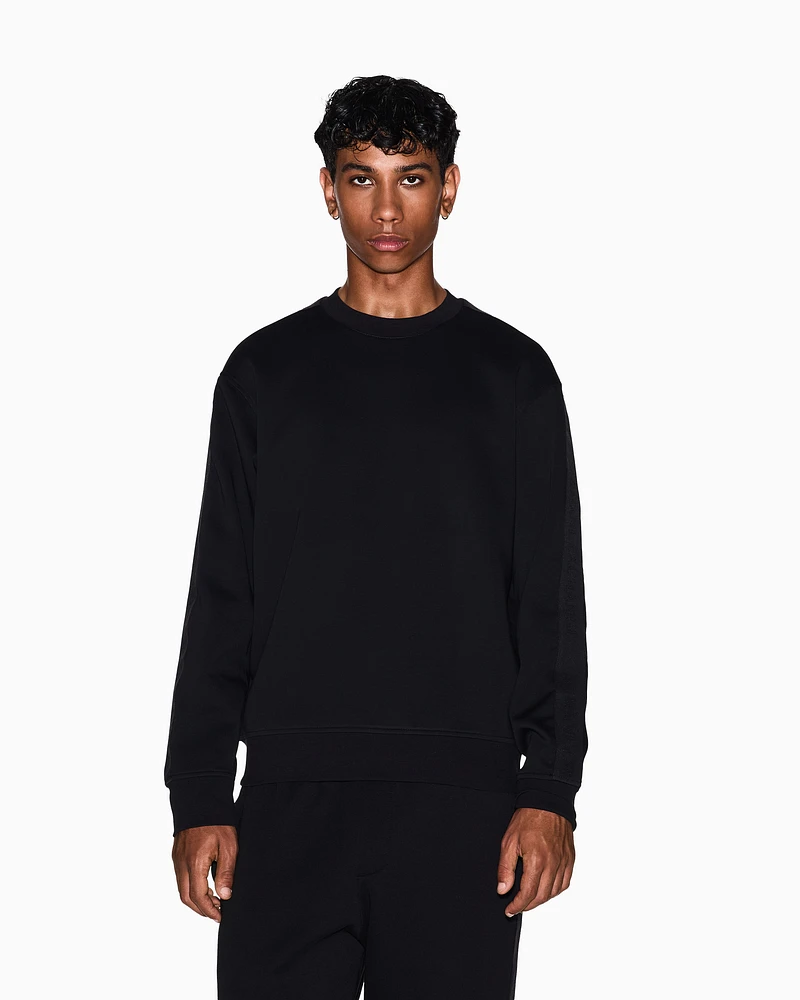 Armani Exchange - Crewneck Sweatshirt with Logo Bands, Man, Black, Size: