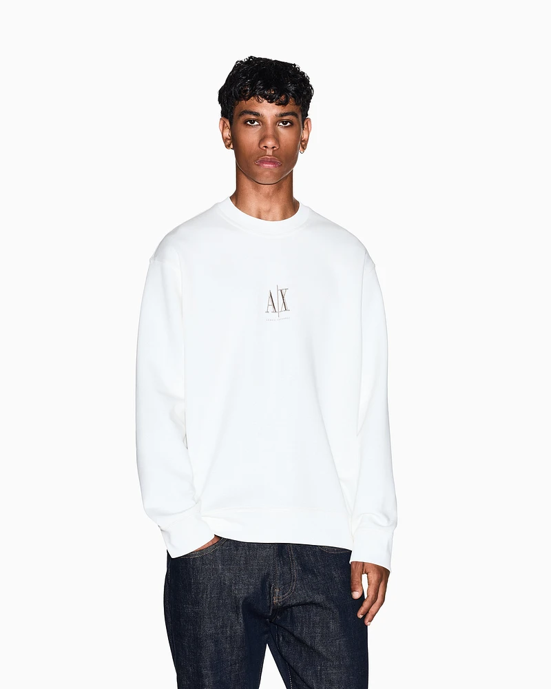 Armani Exchange - Crewneck sweatshirt with embroidered logo, Man, White, Size: