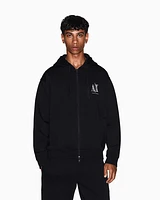 Armani Exchange - Zip-up hoodie with embroidered logo, Man, Black, Size: