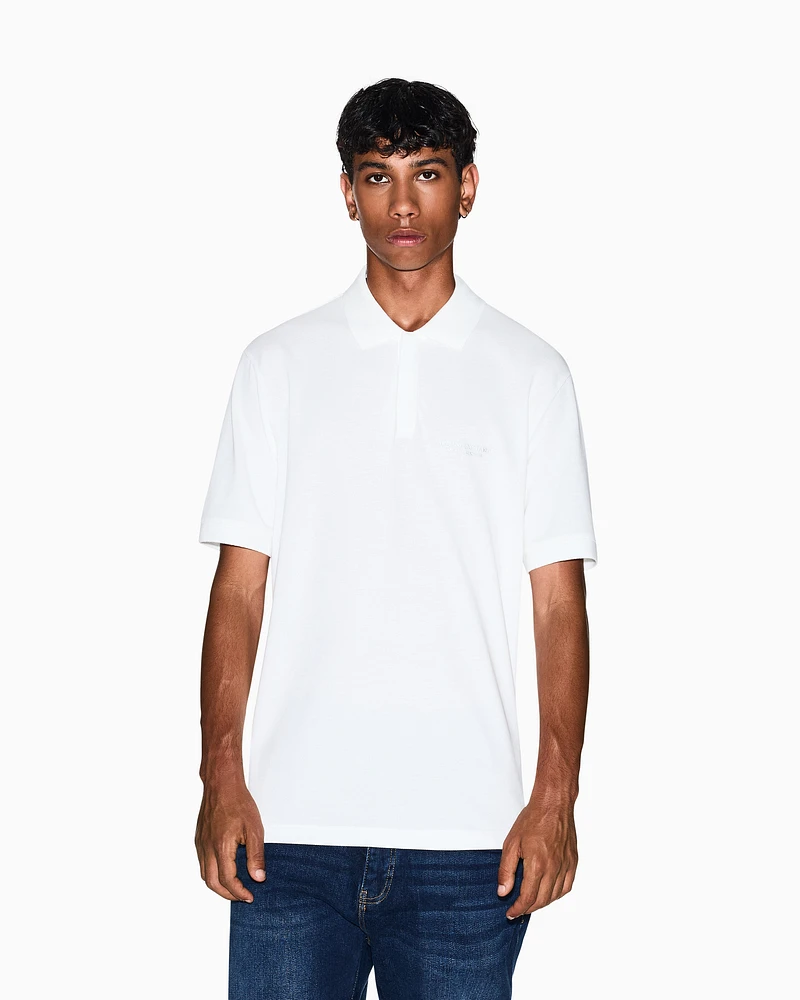 Armani Exchange - Regular fit polo shirt with tone-on-tone logo, Man, White, Size: