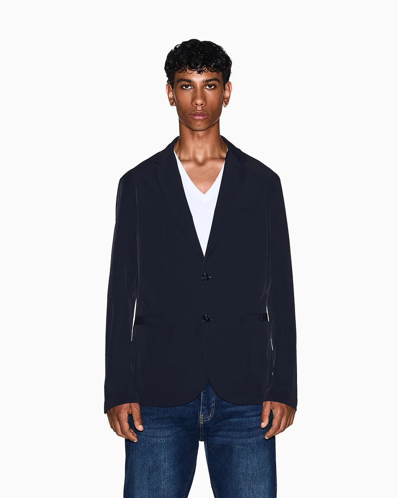 Armani Exchange - Single-breasted jacket ultra-stretch twill, Man, Blue, Size: