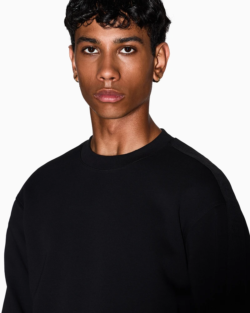 Armani Exchange - Crewneck Sweatshirt with Logo Bands, Man, Black, Size: