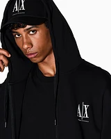Armani Exchange - Zip-up hoodie with embroidered logo, Man, Black, Size: