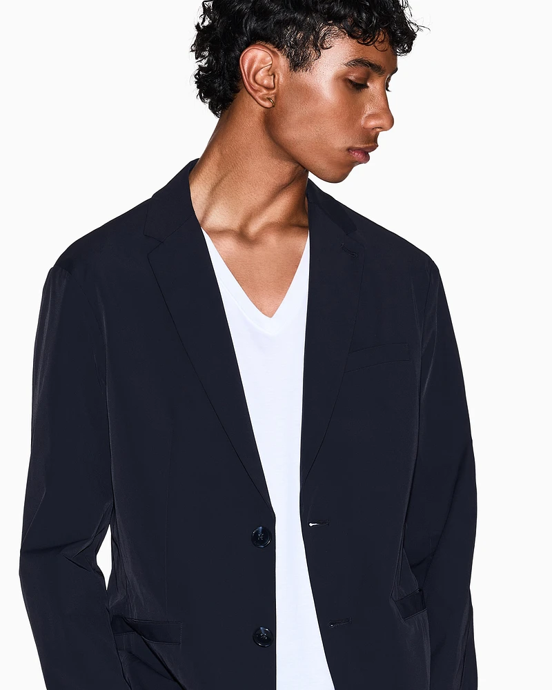 Armani Exchange - Single-breasted jacket ultra-stretch twill, Man, Blue, Size:
