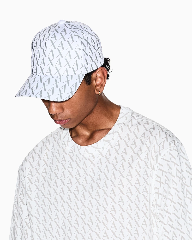 Armani Exchange - Visor cap with allover logo, Man, White, Size: TU