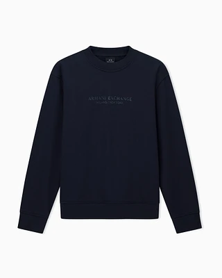 Armani Exchange - Crewneck sweatshirt with tone logo, Man, Navy_blue, Size: