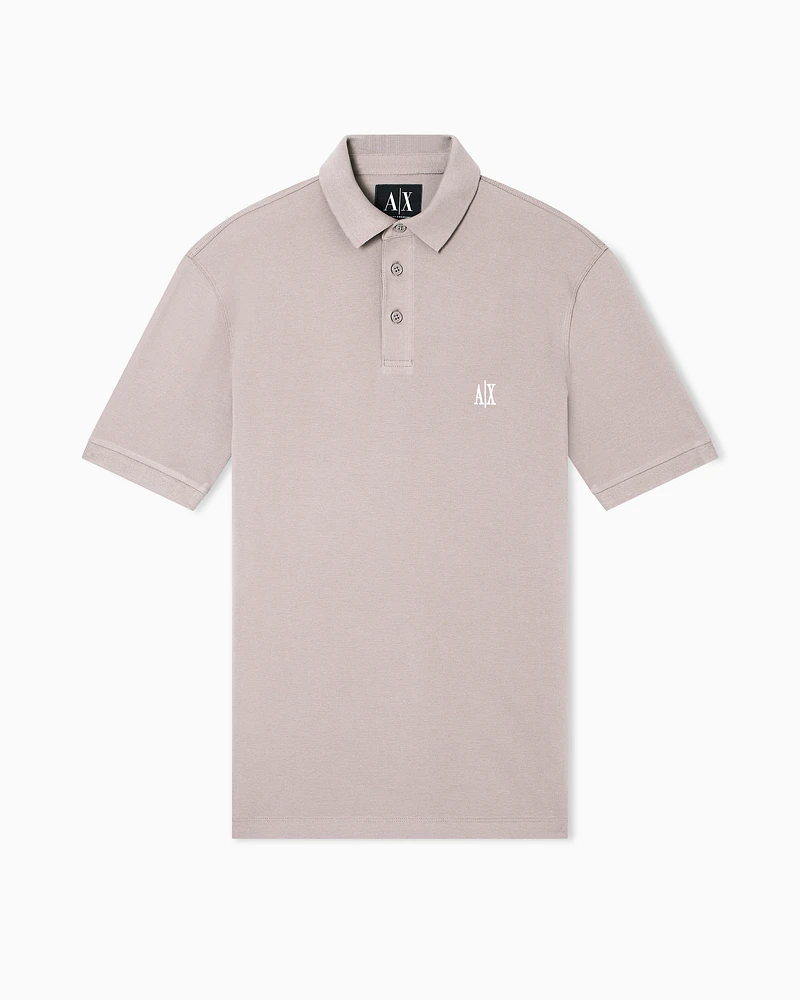 Armani Exchange - Regular fit cotton polo with logo, Man, Beige, Size: