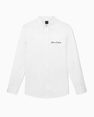 Armani Exchange - Regular fit shirt with embroidered logo, Man, White, Size: