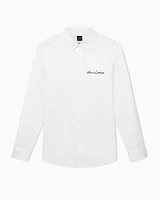 Armani Exchange - Regular fit shirt with embroidered logo, Man, White, Size: