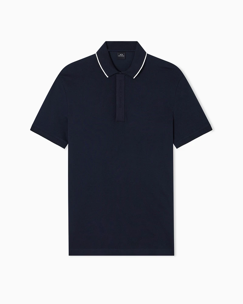 Armani Exchange - Slim fit polo with button insert, Man, Navy Blue, Size: