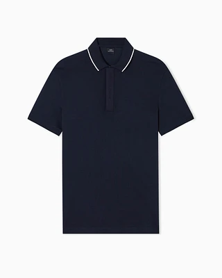 Armani Exchange - Slim fit polo with button insert, Man, Navy Blue, Size: