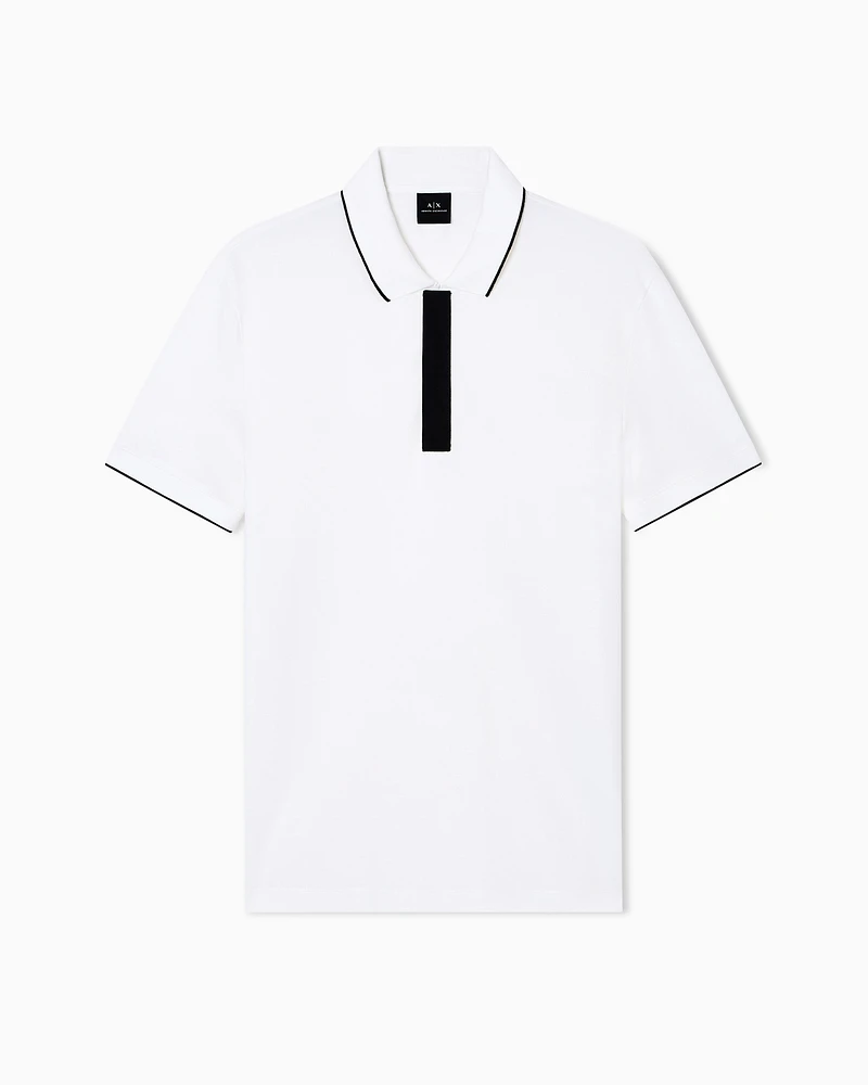 Armani Exchange - Slim fit polo with button insert, Man, White, Size:
