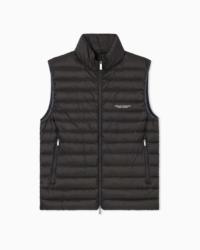 Armani Exchange - Full zip sleeveless down jacket, Man, Brown, Size: