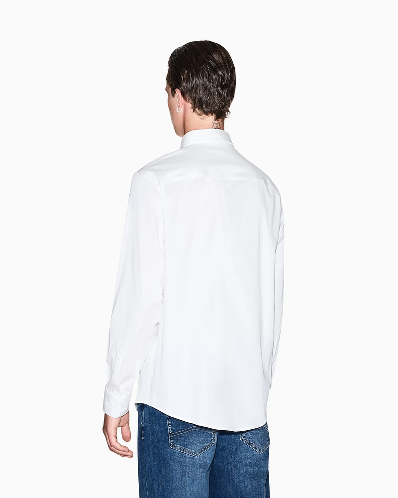 Armani Exchange - Regular fit shirt with embroidered logo, Man, White, Size: