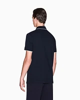 Armani Exchange - Slim fit polo with button insert, Man, Navy Blue, Size: