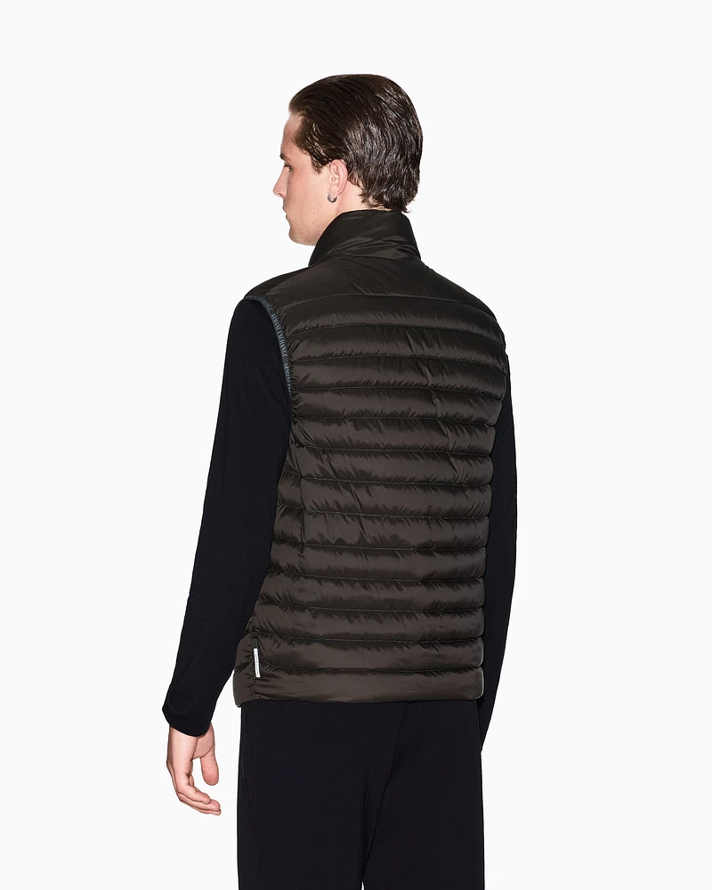Armani Exchange - Full zip sleeveless down jacket, Man, Brown, Size: