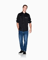 Armani Exchange - Regular fit shirt with embroidered logo, Man, Black, Size: